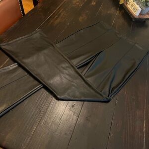 Shinestar Black Faux Leather Flared Pants / zippered side / size Large